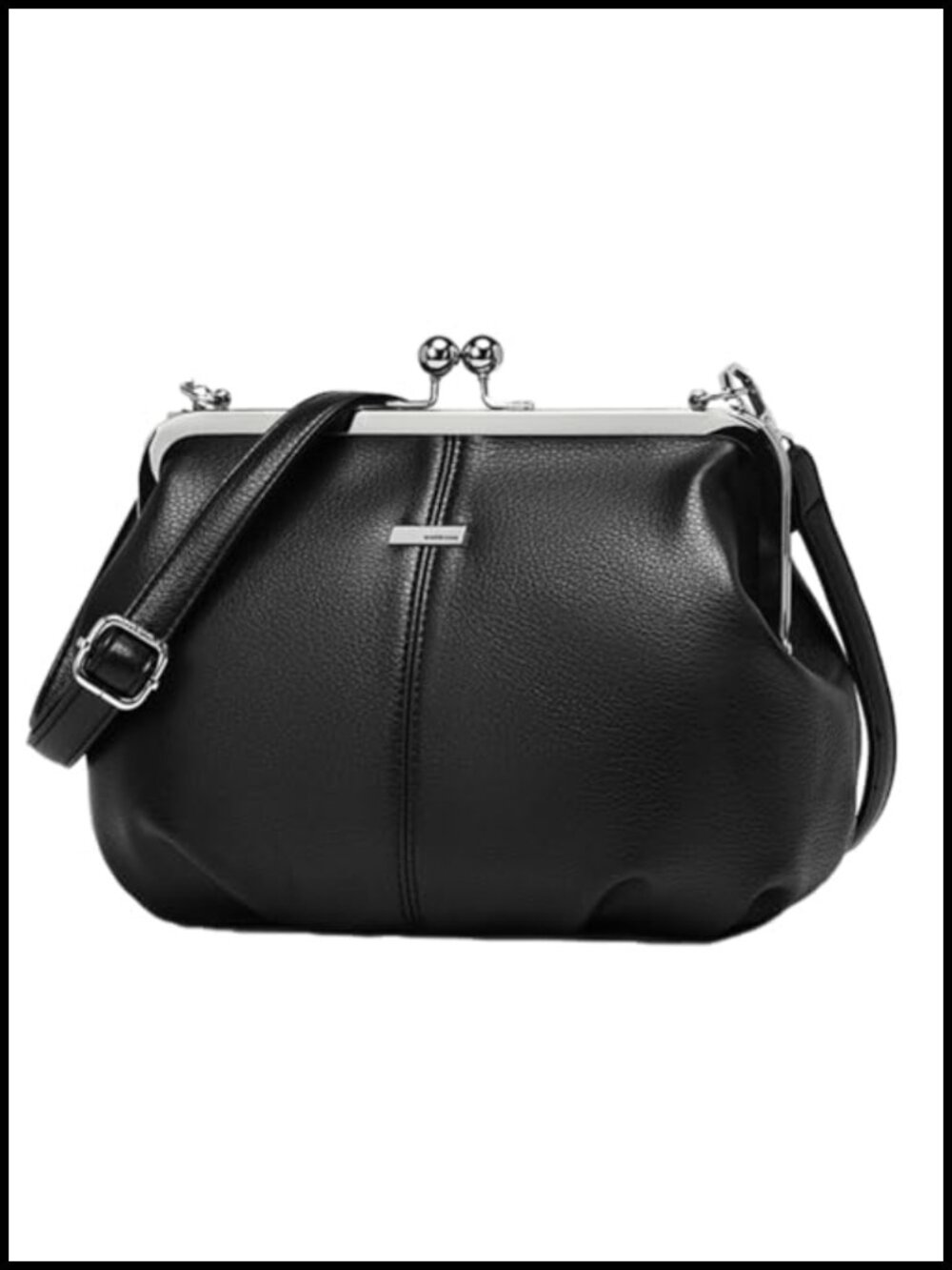 Slouchy PU Leather Kiss Lock Crossbody Hobo Purse Handbag